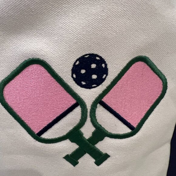 SHIRALEAH Canvas Embroidered Pickleball Paddles Large Tote Bag - Picture 5 of 10